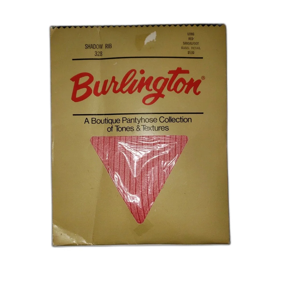 Vintage Burlington Shadow Rib Sheer Red Panty Hose Womens Size Long NEW